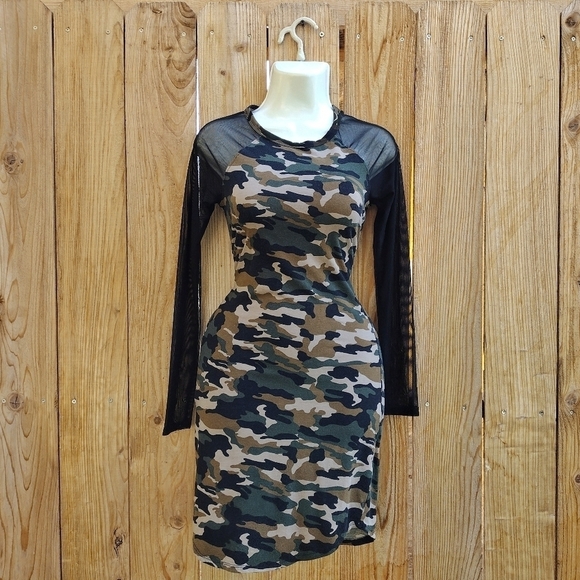 Heart & Hips - Camo Mesh Midi Dress - Picture 1 of 16